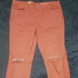True Craft Orange Skinny Distressed Jeans